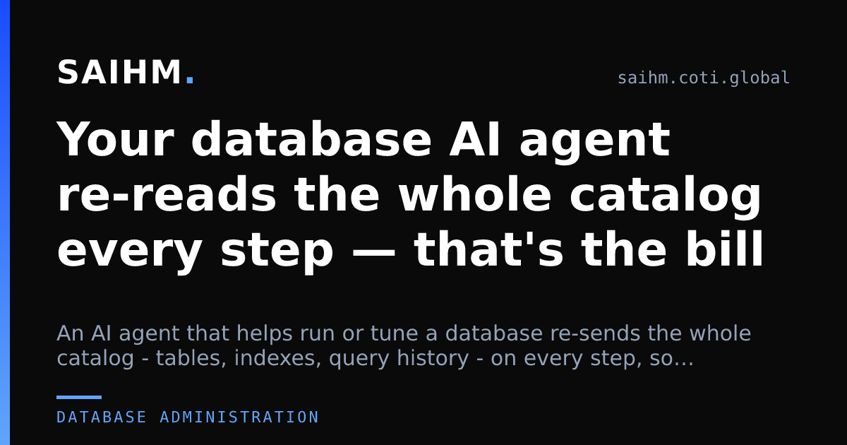 Your database AI agent re-reads the whole catalog every step — that's the bill — SAIHM